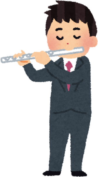 Hand-Drawn Illustration of a Male Flutist in an Orchestra Suit